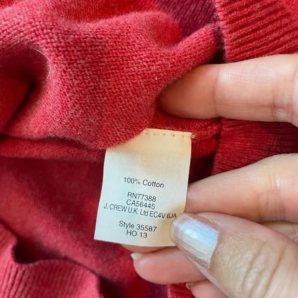 J.Crew Red Long Sleeve V-Neck Pullover Sweater Mens Small